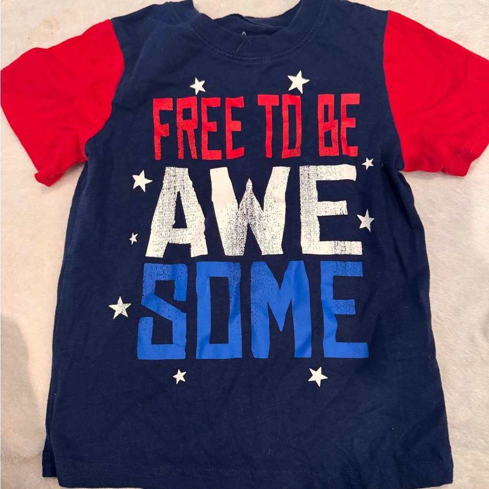 Kids 'Free to Be Awesome' Navy and Red T-Shirt
